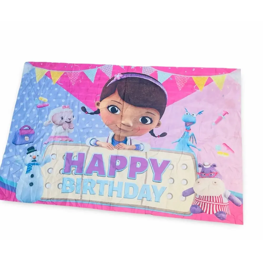 Disney Doc McStuffins Party Backdrop Birthday Decoration Play Room Banner 59x38